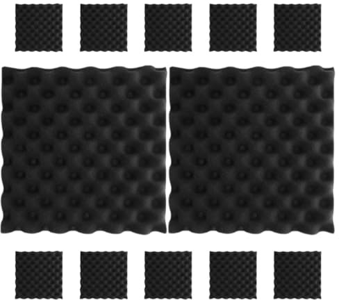 HYTROVE Paneles Acústicos de Poliestireno Negro, 12 Unidades, Alta Densidad y Fácil Instalación, Absorbente de Sonido para Estudios de Grabación y Salas Multimedia