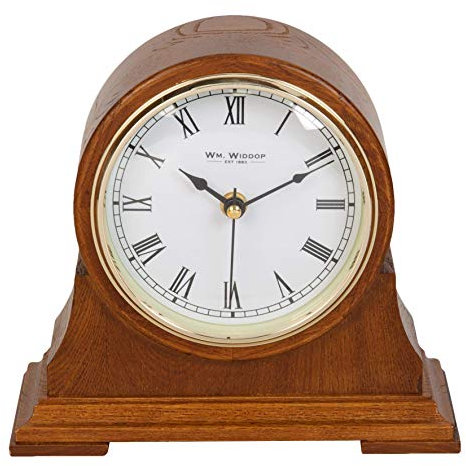 Wm. Widdop Traditional Light Wooden Barrel Case Mantel Quartz Clock