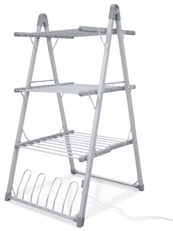 HomeRepublic Deluxe Maxi Plus Electric Air Dryer 3 Tier plus Shoes Rack Clothes Dryer Energy Saving Multi Purpose Clothes Rack Less Than 6p per Hour (3 Tier)