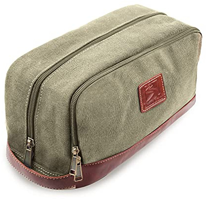 Seemeroad Trousse de Toilette en Toile pour Hommes et Femmes Sac de Toilette Kit de Rasage Cosmétique Organisateur avec Poignée pour Voyage Gym Business et Vacance