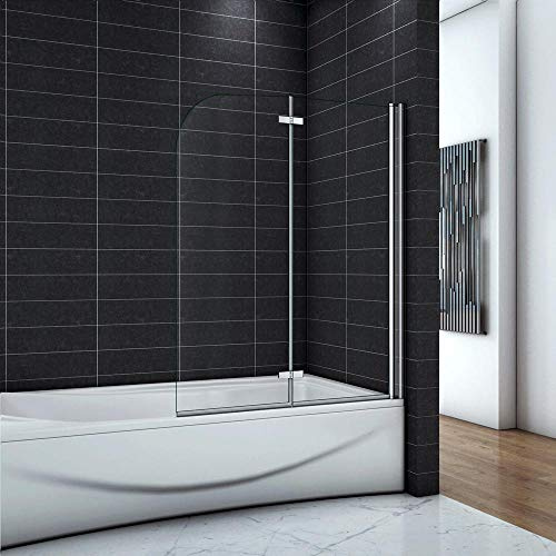 Sopravasca 110xH.140cm 2 Ante Temperato Vetro 6mm Anticalcare Cromo Lucido | Parete Per Vasca,Trasparente,Telaio in alluminio