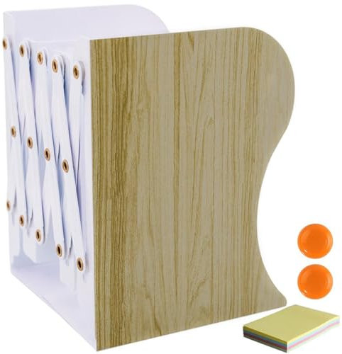 DIFIT Buchstütze, Verstellbar Buchstützen, Metall Bücherstützen, Erweiterbare Bücherhalter, Bücherstütze für Regal, Holzimitation Buchstützen Metall für Schreibtisch(1Stück)