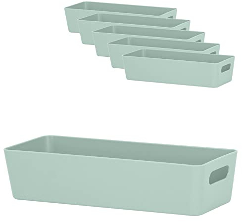 #11 6x Ordnungsboxen 6cm hoch grün 25x10x6cm 1L Ordnungskorb