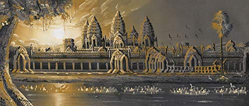 Feeling at home LEINWANDDRUCK im SCHATTENFUGENRAHMEN Grauer Ocker-Burma-Tempel anonymous - Die Architektur horizontal Kunstbilder im Holzrahmen cm_44_X_105