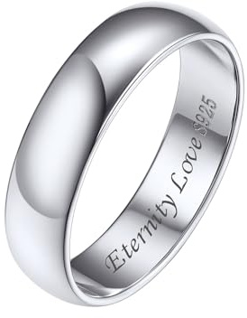Silvora 925 Silber Damen Ring 2mm/3mm/5mm breit Personalisierter Fingerring mit Gravur Schlichter Verlobungsring Ehering Hochzeitsring in Silber/Rosegold/Schwarz Ringgröße 46.8(14.8)- 67.2(21.25)