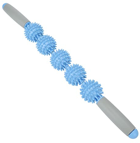 Rullo di Rilassamento Muscolare, ANGGREK Rullo Muscolare Bastoncino per Fascia Cinque Palline Massaggio Muscolare Rullo di Rilassamento Palle di Spina Rullo Muscolare per Fascia Azzurro