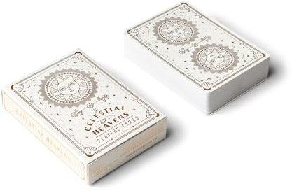 Design Works - Juego de cartas para adultos - Celestial Heavens (marfil) Baraja de 52 cartas en caja, caja y cartas con detalles de lámina dorada, cartas únicas de diseño personalizado. 6 cm x 8,8 cm