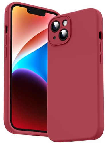 Supdeal Liquid Silikon Hülle für iPhone 14, [Kameraschutz] [Mikrofaser] [3 Schicht Schützen] Flüssige Silikon Handyhülle, Ultra Dünn und Bequem zu halten Schutzhülle, 6,1 Zoll, Rot