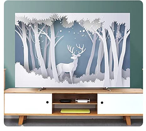Uvency 85In Hanging Desktop Curved Screen Universal Tv Cover Dust Cover Cloth Indoor Cover Type Tv Screen Protector Bedroom Living Room Decoration Television/A356/85In