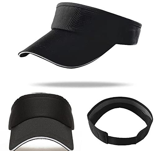 FINDING CASE Sun Visor Cap - Women Ponytail Baseball Cap, Washed Outdoor Trucker Hat Plain Dad Cap, Adjustable Twill Golf Tennis Visor Hats for Men (Black)