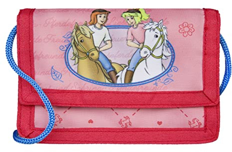 Scooli Bibi & Tina Geldbeutel und Brustbeutel, mit Klettverschluss und Reißverschluss, Portemonnaie Kordelband, Geldscheinfach und Münzfach für Kinder, Jungen und Mädchen, 8 x 13 x 5 cm