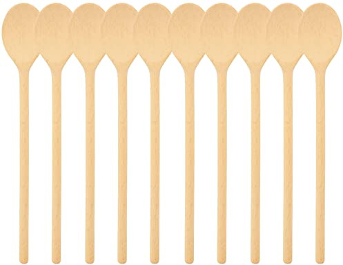 teemando® 10 X stabiler, ovaler Marken-Kochlöffel aus Holz, 25 cm, Kochlöffel zum Kochen und Backen