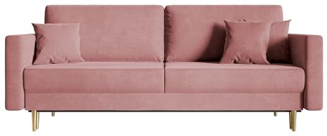 Selsey Valico- Schlafsofa für 3 Personen mit Schlaffunktion, 230 cm, Rosa Velvet