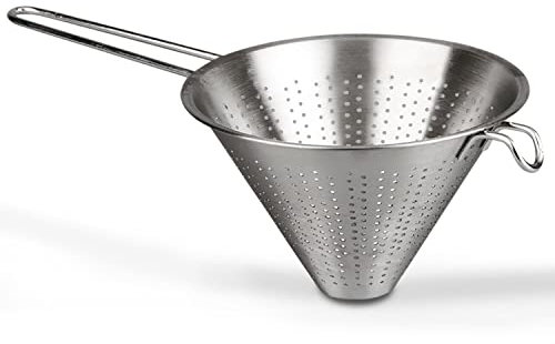 TIENDA EURASIA - Colador Chino Inoxidable para Cocina con Cómodo Mango y Varilla Metálica, para Alimentos (20 cm)