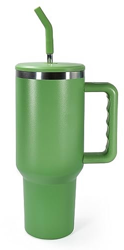 AGH life 40oz 1200ml Thermobecher mit Griff und Stroh, 304 Doppelwandiger Vakuum Edelstahl Tragbare Autobecher Reiseflasche, Kaffeebecher to go, Hält Getränke über Stunden heiß oder kalt