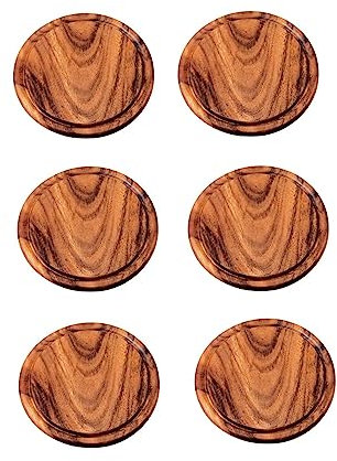 Kesper - 6er Pack Fleischteller mit Saftrille - Frühstücksbrettchen Essbrett - Akazienholz - rund 25 cm ø