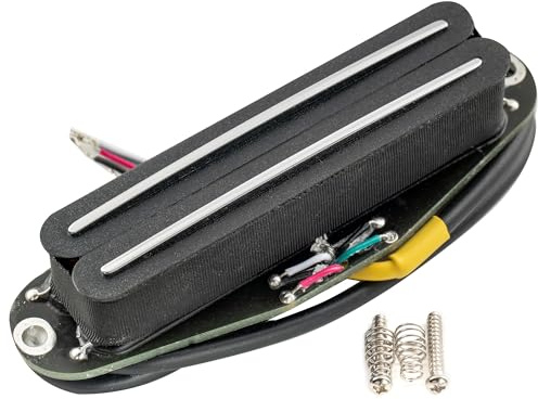 Musiclily Pro ST-DPHC Keramik Rail Blade Humbucker Tonabnehmer Single Coil Format Pickup 13,2K Super Distortion für Strat Style E-Gitarre, Schwarz Körper Chrom Rail