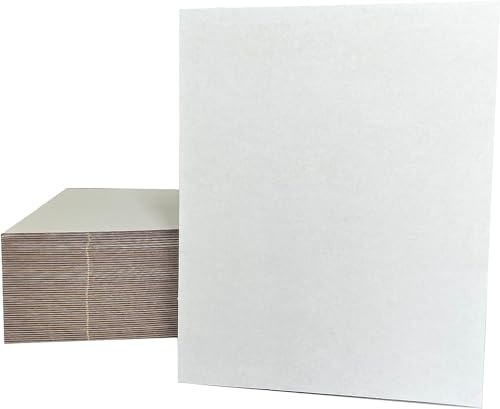 50 Packs 8.5x11 Inch Corrugated Cardboard Sheets, Premium White Corrugated Cardboard Divider Inserts Bulk Flat for Shipping, Mailing, DIY Décor and Crafts.