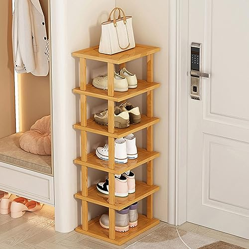 BODYGAD Schuhregal, 7 Ebenen Schuhschrank schmal Bambus-Schuhregale Organizer für Schrank Flur Schlafzimmer Eingang Kleine RäUme Schuhregal Aufbewahrungs Schrank Vertikales Schmale Schuhregale