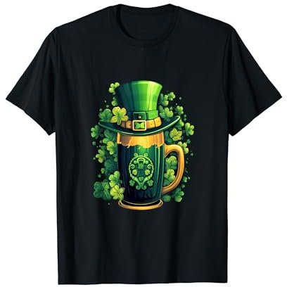 Chope à bière St Patrick Chapeau Leprechaun Fête irlandaise T-Shirt