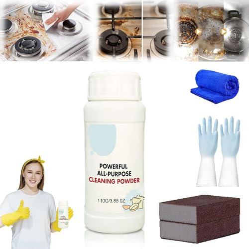Powerful Kitchen All-Purpose Powder Cleaner, Household Multifunctional Strong Cleaning Agent, Kitchen Foam Cleaner, Stubborn Stains Cleaner, Foam Rust Remover (110g)