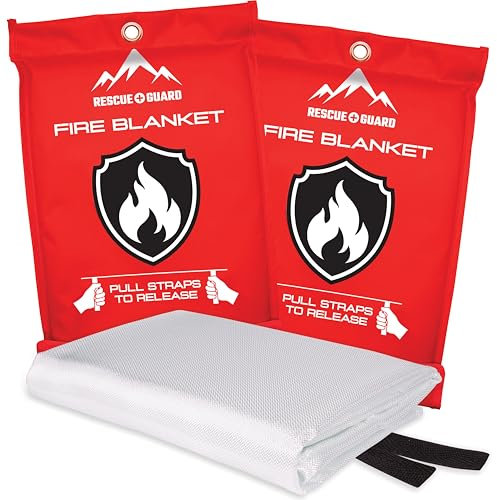 Fire Blanket 2 Pack 40”x40” - Fire Blankets Emergency for Home and Kitchen - Emergency Blankets for Survival - Home House Safety Supplies kit Must Haves - Firemen Safety Gifts and Essential Stuff