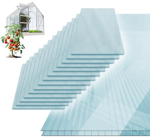 GARMIO® 14x ACRI Hohlkammerstegplatten Gewächshausplatten 4mm 10,25 m² Doppelstegplatte 121x60,5 cm, UV-beständig