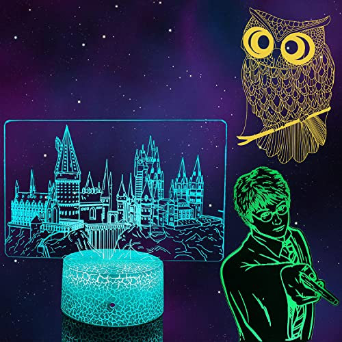 YiDaoCai 3D Night Light, Castle Lamp (3 Patterns), 7 Color Change Decor Lamp with Remote, Dim, Timer, Magic Gifts for Boy Kids Girls Christmas Birthday