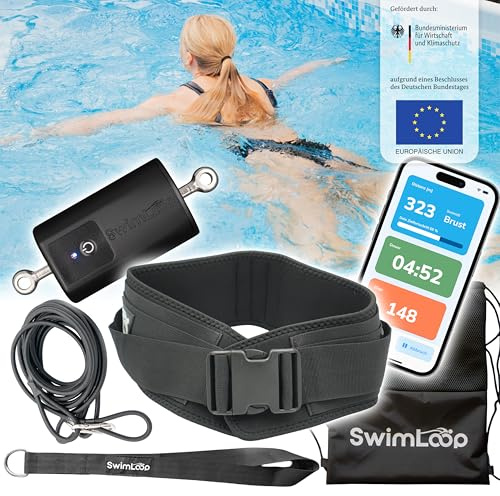SwimLoop-Bundle Aktivitätstracker PRO + Schwimmgurt - Top Schwimmtrainer für zu Hause, Widerstandstraining, stationäres Schwimmen, Schwimmband als Alternative zur Gegenstromanlage