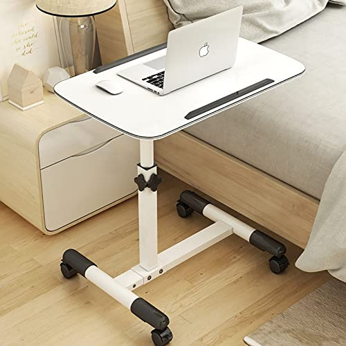 SFNIOKFG Überbetttisch mit Rollen, tragbares Laptop-Tablett, Überbetttische faltbar, höhenverstellbar, feststellbare Rollen, Überbetttische auf Rollen für das Home-Office und (Größe: D)