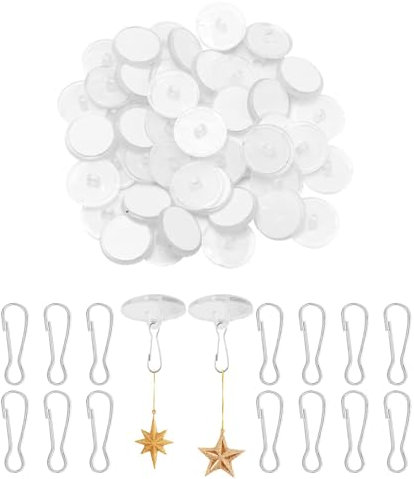 Transparente Selbstklebende Deckenhaken, 30 Deckenhaken Set Selbstklebend, Unsichtbare Klebehaken Decke, Wiederverwendbare Wandhaken mit Fahnenmast Clips, Dekofreundliche Aufhängung für Badezimmer