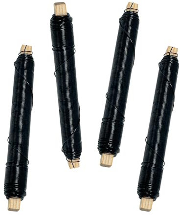 Diompirux 0,65mm Set di 4 in Alluminio da Giardino, Filo Giardinaggio per L'artigianato e Legare Le Piante, Filo per Legare Fiori in Nero Avvolto, Filo Metallico Modellabile, per Alberi,Piante