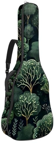 Gitarrentasche für Akustikgitarre mit zwei Taschen, tiefer Wald und Bäume, wasserabweisend, doppelt verstellbarer Schultergurt, Gitarrentasche, Tiefer Wald und Bäume, 42.9x16.9x4.7 in, Stilvoll