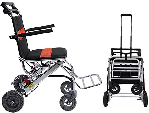 OLSKFUH Carrozzine Pieghevoli Carrozzina Ultraleggera per Anziani e-, Carrozzina Pieghevole Portatile, Carrozzina da Viaggio con Freno a Mano