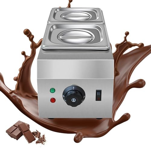 FfiMe 800W Commercial Chocolate Tempering Machine, 30℃~80℃ Chocolate Melter with 2 * 1.5L Pots, Chocolate Heating Melting Machine, for Restaurants and Home Kitchens