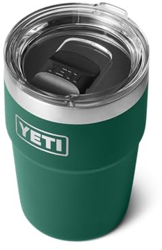 YETI Rambler 16 oz (473 ml) Stackable Cup with Removable Magslider Lid, Stainless Steel Vacuum Insulated Coffee Cup, Black Forest Green