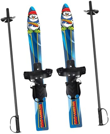 Dickly Snowblades Skis Courts et bâtons Patins à Glace Garçons Filles Snowboard Ski Board Équipement d'hiver pour Enfants Skiboards pour Enfants, Bonhomme de Neige
