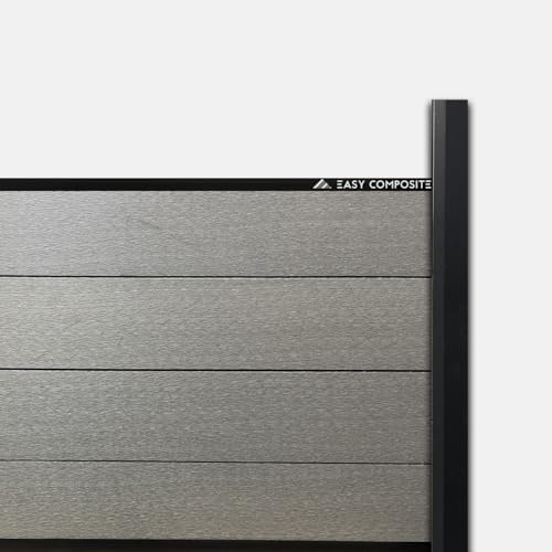 EasyComposite© Compostie Fence Board & Panel Full Kit for Concrete Post - Direct Replacement/Retrofit (Light Grey Smooth Finish, 86cm / 3ft)