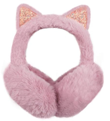 AOWVUTS Damen Winter Ohrenwärmer Pailletten Katzeohren Warme Ohrschützer Plüsch Ohrenschützer Winddicht Earmuffs Bequemer Weicher Ohrenwärmer Outdoor Winter Accessoire für Mädchen Kinder (Rosa)