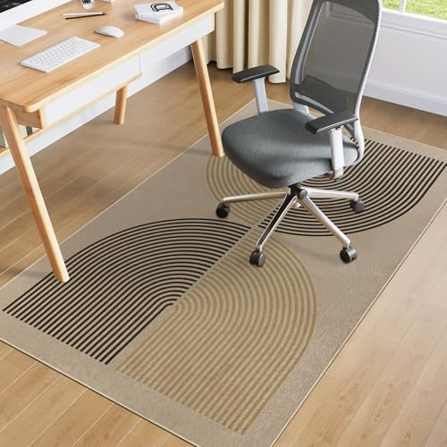 VSIWB 90x120cm Regenbogen Bürostuhlmatte für Teppich, rutschfeste Bodenschutzmatte Bürostuhl, Dünne Schreibtischstuhl Unterlage Für Holzböden, Bürostuhlunterlage für Homeoffice, Gaming & Yoga