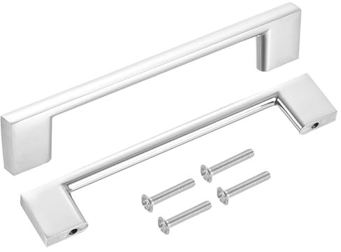 sourcing map Schubladengriffe, 10 Stück, 12,7 cm, Aluminiumlegierung, Küchenschrankgriffe, rechteckige Möbelbeschläge, solide Griffe für Schminktisch, Kleiderschrank, Schrank (Chrom)