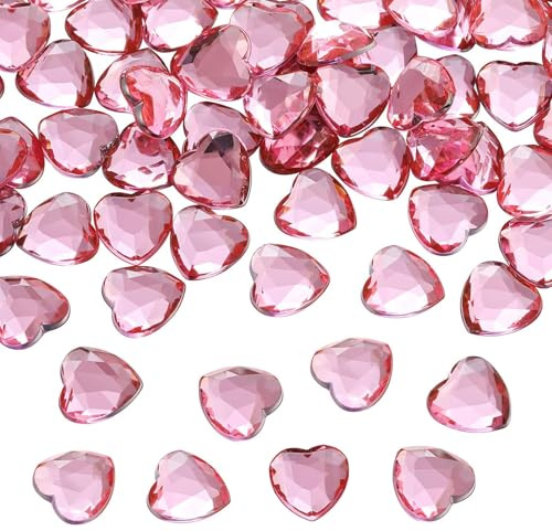 ParPix 200 Stk Rosa Diamantene Hochzeit Streudeko, Herz Deko Hochzeits Konfetti, Herzen Deko Konfetti Hochzeit Tischdeko, Herzen Streudeko Hochzeits,Herzkonfetti Hochzeitsdeko,12mm Rosa Herz Confetti