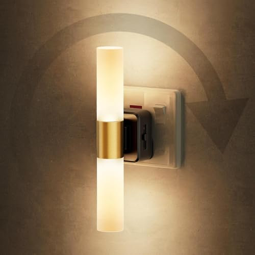 Emeritpro Plug in Night Light, LED Night Light Plug in Wall with Dusk to Dawn Photocell Sensor, Dimmable 0-100LM, Acrylic Nightlight Warm White 3000k, for Kitchen, Hallway, Stairs, Bedroom, 1 Pack