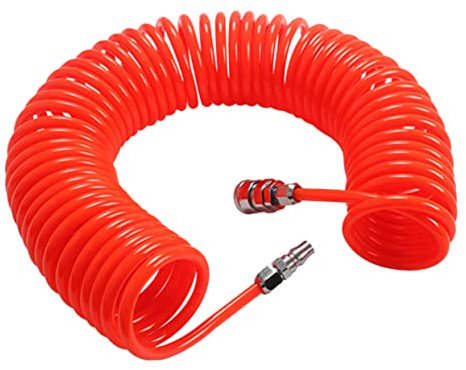 Lurrose Flexibler Luftkompressorschlauch PU Spiralschlauch Mit Stecker Für Pneumatikwerkzeuge Und Luftkompressoren Hochdruck Elastisch Und Platzsparend