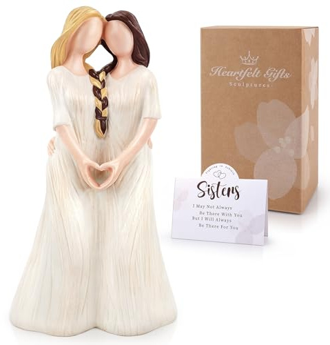 Sister Gifts for Best Friends Sister Statues Girls Present Sister Figurines Unique Friendship Gift Ideal Presents for Sisters Birthday Christmas Hand-Painted Figurines Ornaments Memorial Gift (Beige)