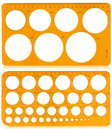 Kreisschablone Set 2 Stück (Groß & Klein) Transparent Orange, Quilling Schablone, Zeichenhilfen Lineal für Schule, Büro & Basteln