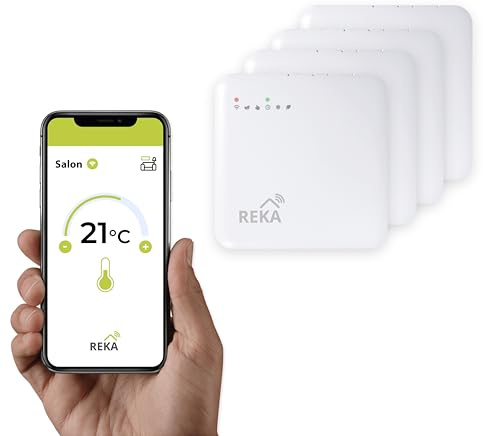 Thermostat pour radiateur Electrique Intelligente Connectée REKA - Contrôle Température Via Appli Tuya, Programmation, Détection Fenêtres Ouvertes - Compatible Assistants Vocaux (1, sans Passerelle)