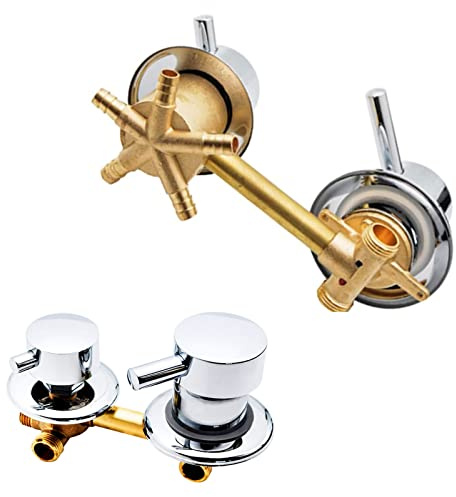 Solid Brass 3-Way Shower Diverter Valve Cold & Hot Water Mixer G1/2 Intubation 9cm/10cm/12.5cm/14.5cm Hole Ideal for Bathtub Faucet & Shower Cabin/Steam Room