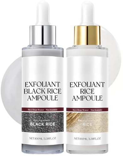 Rice Ampoule Duo - 2-in-1 Peel & Glow Ampulle mit weißem & schwarzem Reis - Peelt die Haut, minimiert Poren, passt zu allen Typen. Sanft und dennoch tiefenreinigend, wirkt für Gesicht und Körper