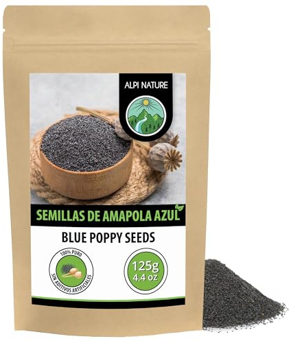Alpi Nature Poppy Seeds 125g 4.4 oz, Whole Blue Poppy Seeds for Cooking and Baking, Gluten Free